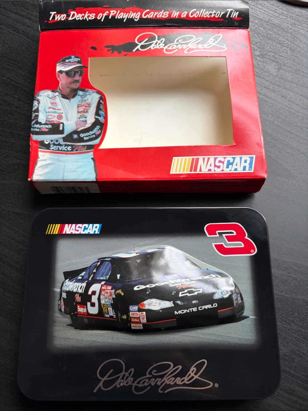 Dale Earnhardt Playing Cards 2001 Sealed Card Packs. Embossed Tin NASCAR